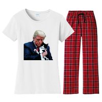 Trump 2024 Cat Maga Funny Trump Cat Women's Flannel Pajama Set