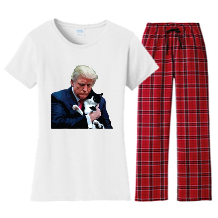 Trump 2024 Cat Maga Funny Trump Cat Women's Flannel Pajama Set