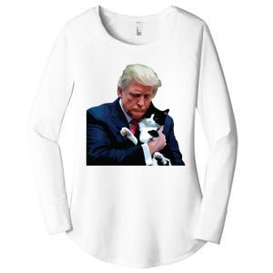 Trump 2024 Cat Maga Funny Trump Cat Women's Perfect Tri Tunic Long Sleeve Shirt