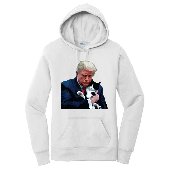 Trump 2024 Cat Maga Funny Trump Cat Women's Pullover Hoodie