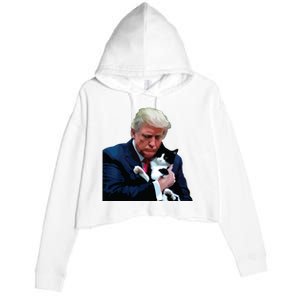 Trump 2024 Cat Maga Funny Trump Cat Crop Fleece Hoodie