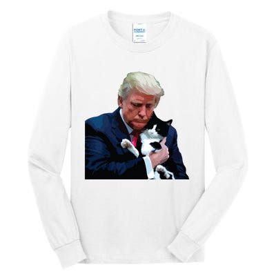 Trump 2024 Cat Maga Funny Trump Cat Tall Long Sleeve T-Shirt