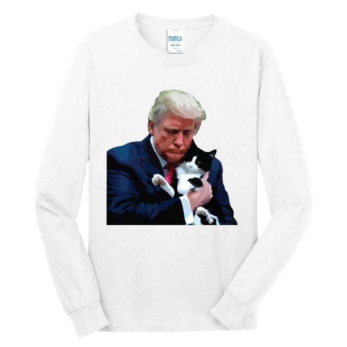 Trump 2024 Cat Maga Funny Trump Cat Tall Long Sleeve T-Shirt