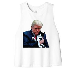 Trump 2024 Cat Maga Funny Trump Cat Women's Racerback Cropped Tank