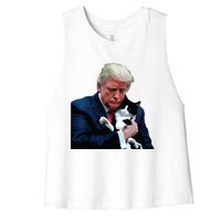 Trump 2024 Cat Maga Funny Trump Cat Women's Racerback Cropped Tank