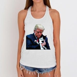 Trump 2024 Cat Maga Funny Trump Cat Women's Knotted Racerback Tank