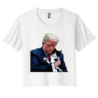 Trump 2024 Cat Maga Funny Trump Cat Women's Crop Top Tee