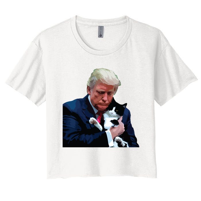 Trump 2024 Cat Maga Funny Trump Cat Women's Crop Top Tee