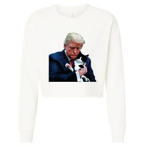 Trump 2024 Cat Maga Funny Trump Cat Cropped Pullover Crew