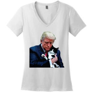 Trump 2024 Cat Maga Funny Trump Cat Women's V-Neck T-Shirt