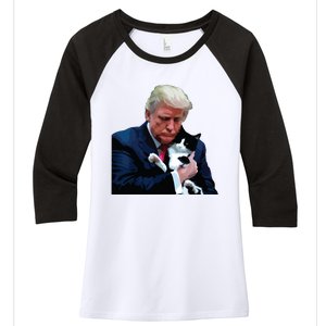 Trump 2024 Cat Maga Funny Trump Cat Women's Tri-Blend 3/4-Sleeve Raglan Shirt