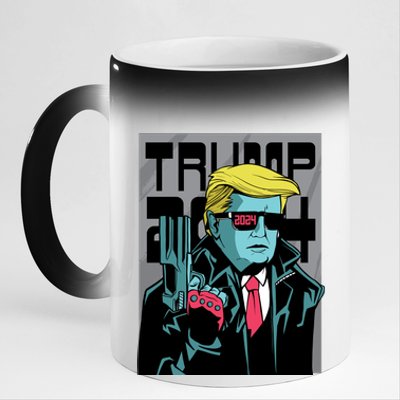 Trump 2024 Comic Cover 11oz Black Color Changing Mug