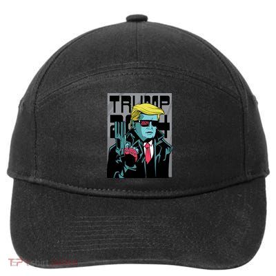 Trump 2024 Comic Cover 7-Panel Snapback Hat