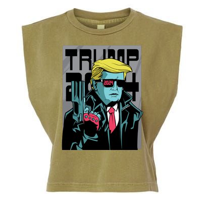 Trump 2024 Comic Cover Garment-Dyed Women's Muscle Tee