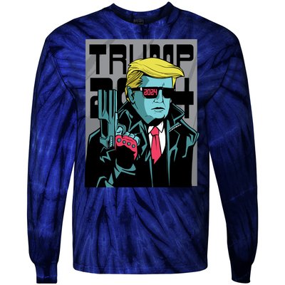 Trump 2024 Comic Cover Tie-Dye Long Sleeve Shirt