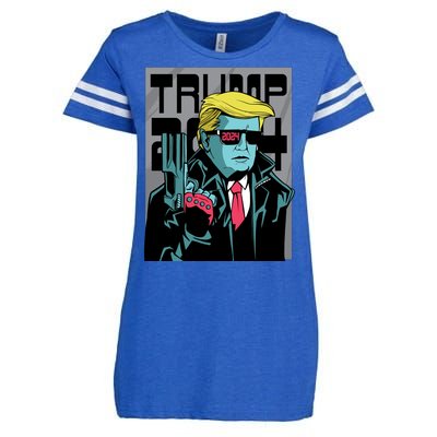 Trump 2024 Comic Cover Enza Ladies Jersey Football T-Shirt