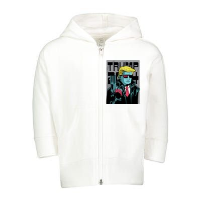 Trump 2024 Comic Cover Toddler Zip Fleece Hoodie