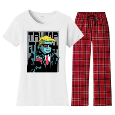 Trump 2024 Comic Cover Women's Flannel Pajama Set