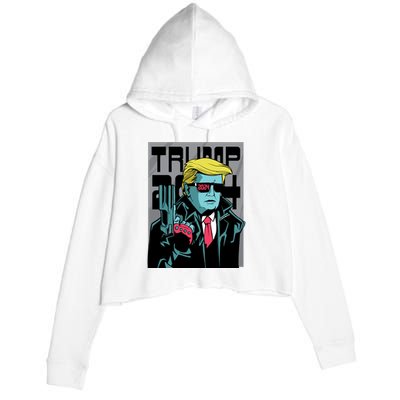 Trump 2024 Comic Cover Crop Fleece Hoodie