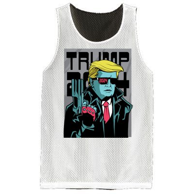 Trump 2024 Comic Cover Mesh Reversible Basketball Jersey Tank