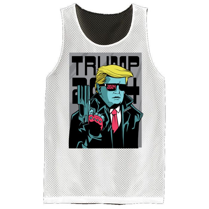 Trump 2024 Comic Cover Mesh Reversible Basketball Jersey Tank