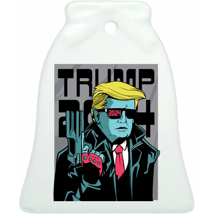 Trump 2024 Comic Cover Ceramic Bell Ornament