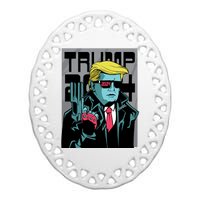 Trump 2024 Comic Cover Ceramic Oval Ornament