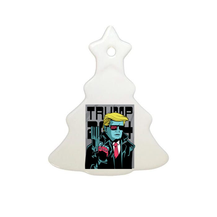 Trump 2024 Comic Cover Ceramic Tree Ornament