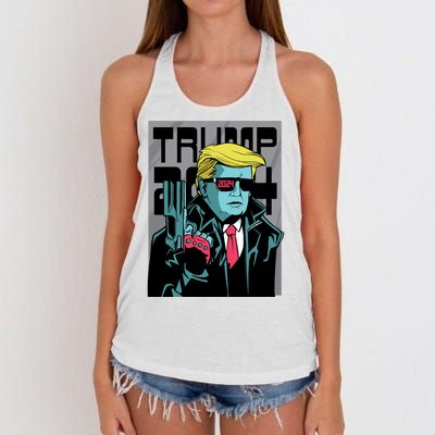 Trump 2024 Comic Cover Women's Knotted Racerback Tank