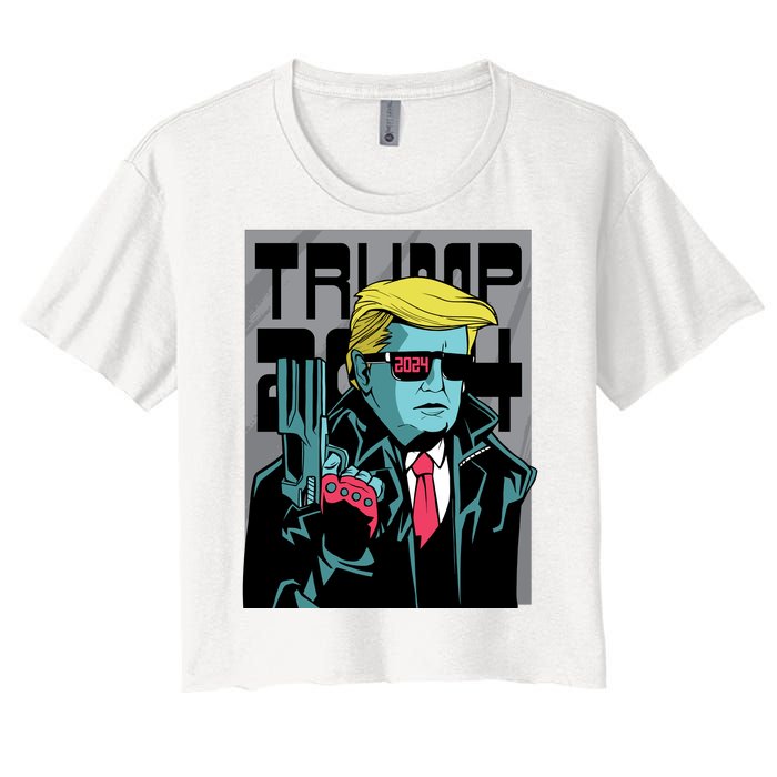 Trump 2024 Comic Cover Women's Crop Top Tee