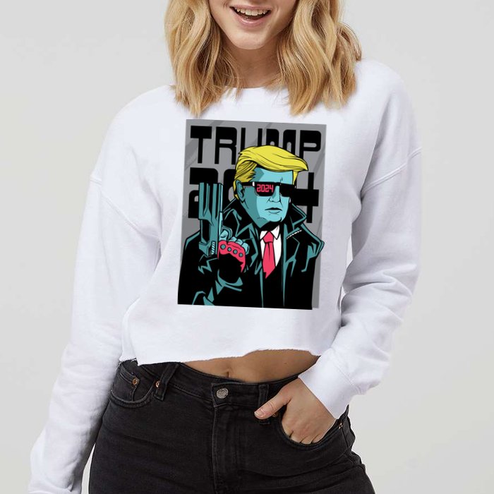 Trump 2024 Comic Cover Cropped Pullover Crew