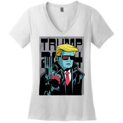 Trump 2024 Comic Cover Women's V-Neck T-Shirt