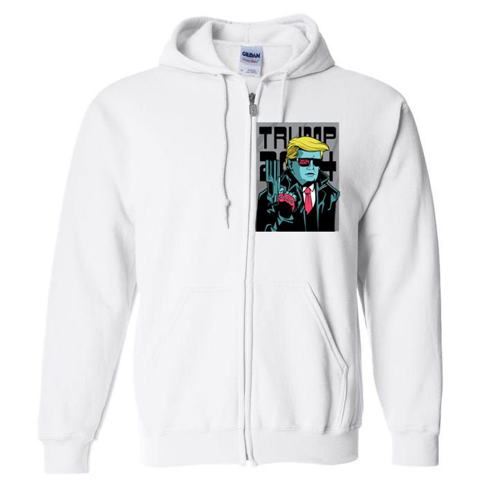 Trump 2024 Comic Cover Full Zip Hoodie