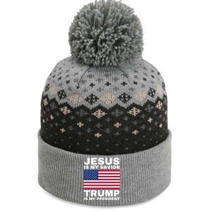 Trump 2020 Cute Gift Jesus Is My Savior Trump Is My President Gift The Baniff Cuffed Pom Beanie