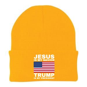 Trump 2020 Cute Gift Jesus Is My Savior Trump Is My President Gift Knit Cap Winter Beanie