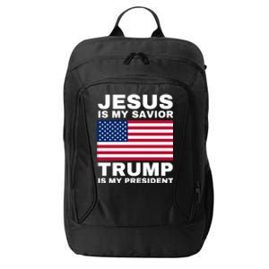 Trump 2020 Cute Gift Jesus Is My Savior Trump Is My President Gift City Backpack