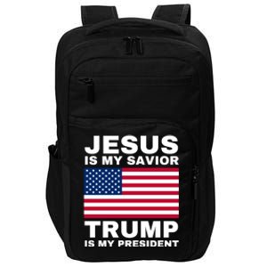 Trump 2020 Cute Gift Jesus Is My Savior Trump Is My President Gift Impact Tech Backpack