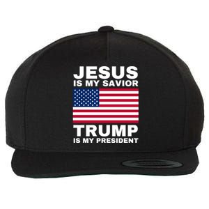 Trump 2020 Cute Gift Jesus Is My Savior Trump Is My President Gift Wool Snapback Cap