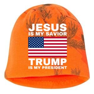 Trump 2020 Cute Gift Jesus Is My Savior Trump Is My President Gift Kati - Camo Knit Beanie