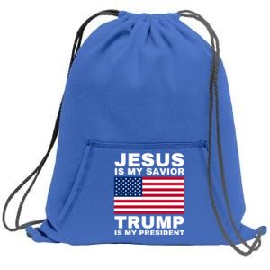 Trump 2020 Cute Gift Jesus Is My Savior Trump Is My President Gift Sweatshirt Cinch Pack Bag