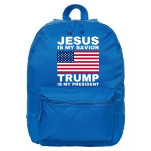 Trump 2020 Cute Gift Jesus Is My Savior Trump Is My President Gift 16 in Basic Backpack