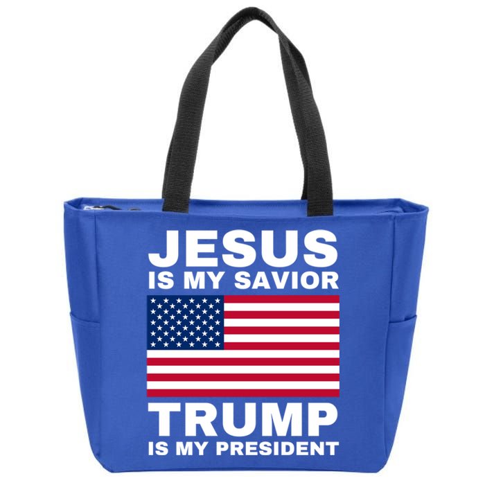 Trump 2020 Cute Gift Jesus Is My Savior Trump Is My President Gift Zip Tote Bag