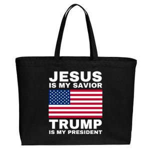 Trump 2020 Cute Gift Jesus Is My Savior Trump Is My President Gift Cotton Canvas Jumbo Tote