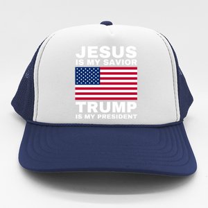 Trump 2020 Cute Gift Jesus Is My Savior Trump Is My President Gift Trucker Hat