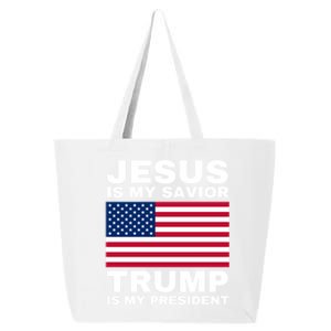 Trump 2020 Cute Gift Jesus Is My Savior Trump Is My President Gift 25L Jumbo Tote