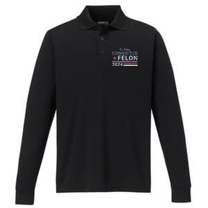 Trump 2024 Convicted Felon Im Voting Convicted Felon 2024 Performance Long Sleeve Polo