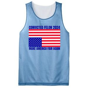 Trump 2024 Convicted Felon American Flag Mesh Reversible Basketball Jersey Tank