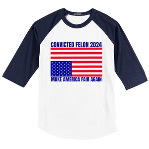 Trump 2024 Convicted Felon American Flag Baseball Sleeve Shirt