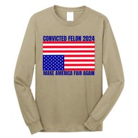 Trump 2024 Convicted Felon American Flag Long Sleeve Shirt