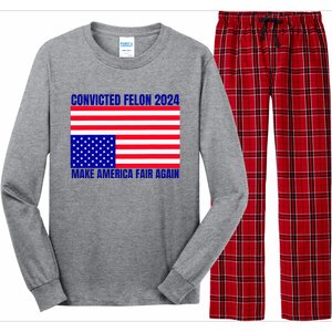 Trump 2024 Convicted Felon American Flag Long Sleeve Pajama Set